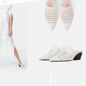 Zara Shoes - White woven Zara cowboy mules Zara Shoes - White woven Zara cowboy mules